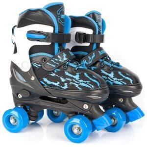 Ami Black and Blue Kids Roller Skates w/ protector set